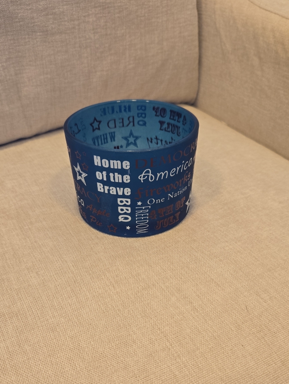 Patriotic Blue Decorative Candle Holder - Unknown Brand